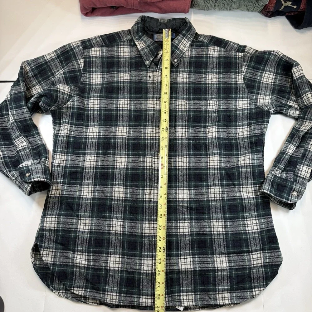 VTG Pendleton Wool Flannel Shirt Mens Large Green Dress Campbell‎ Tartan USA